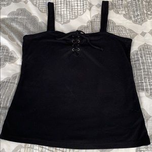 Aeropostale Black lace up tank top. Size: L